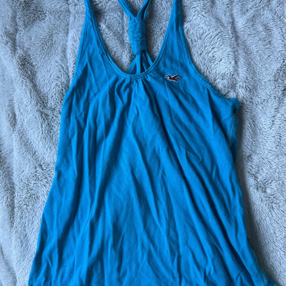 hollister vintage y2k 2000s aesthetic bright blue teal tank top beachy summer